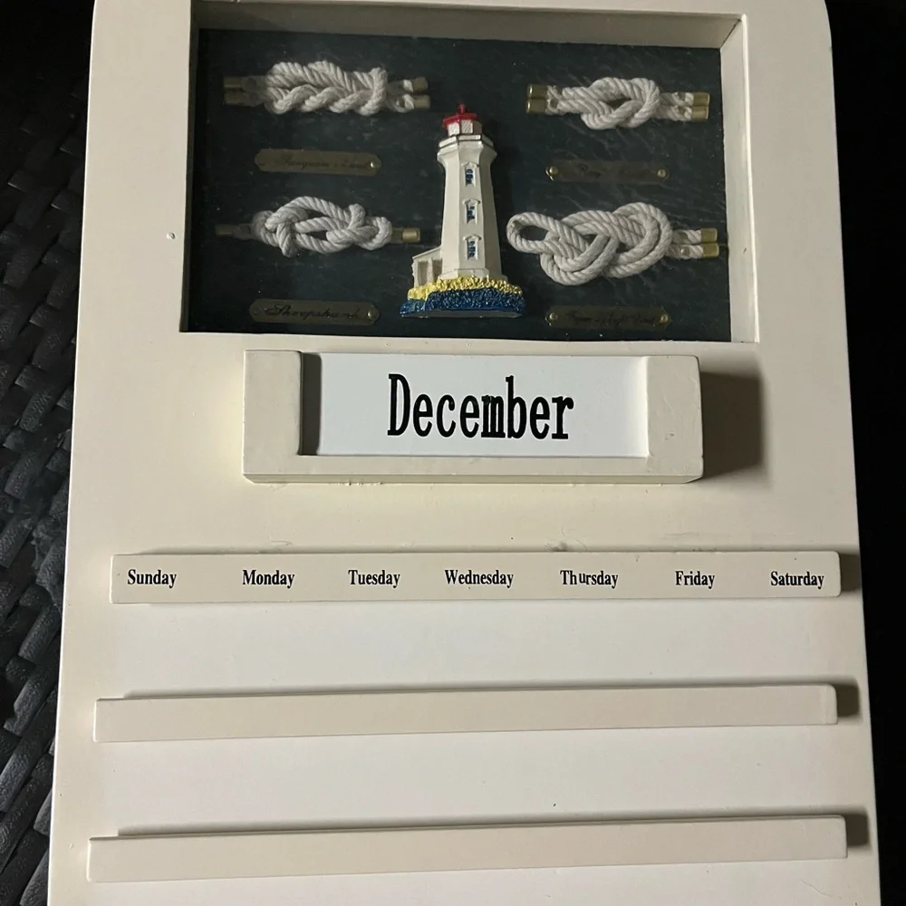 Nautical wall wood calendar EUC